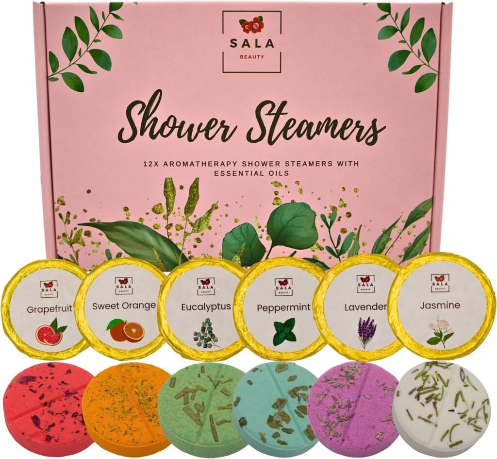 Luxury Shower Steamers Aromatherapy - Variety Gift Set of 12 Shower Bombs with Essential Oils - Christmas Gifts Stocking Stuffers, Self Care Gifts and Relaxation Birthday Gifts for Women