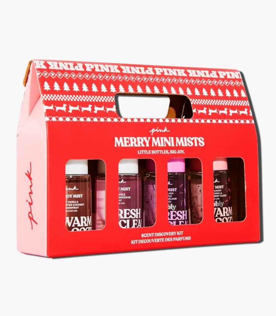 Victorias Secret PINK 4 Piece Mini Mist Gift Set: Warm  Cozy, Fresh  Clean, Warm  Cozy Glow and Fresh  Clean Glow