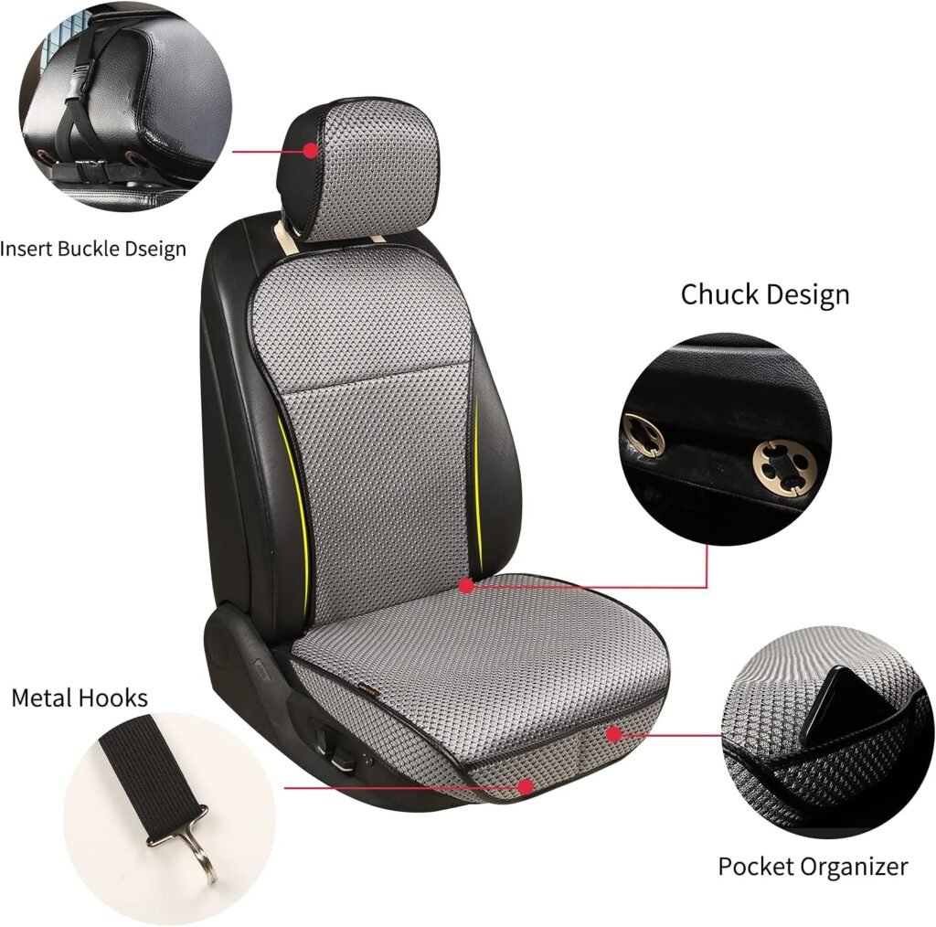 Auto Newer Luxury Breathable Car Seat Cover Fit Four Seasons, Universal Front of Car Seat Cushions, Bottom Seat Covers of Full Wrapped Edge,Universal Fit for 95% Cars,SUV,Pickup,Van(Grey，2PCS)