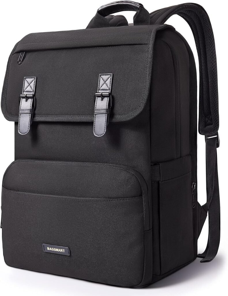 BAGSMART Laptop Backpack, Backpack For Men Women,Black Travel Backpack Fits 17.3 Inch Computer Work Back Pack College Bag With Charging Port