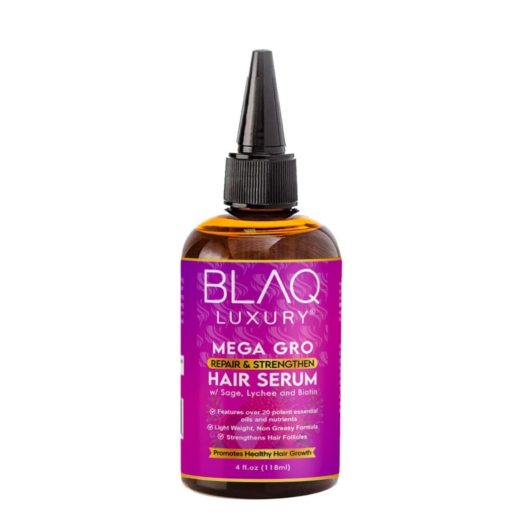 Blaq Luxury Hair Repair  Strengthening Serum With Biotin, Lychee  Sage, Essential Oils for Treating Split Ends and Dry Scalp, Non-Greasy Formula, 4oz
