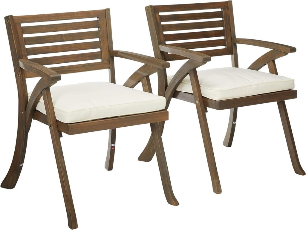 Christopher Knight Home Helen Outdoor Acacia Wood Dining Chair, Gray and Crème