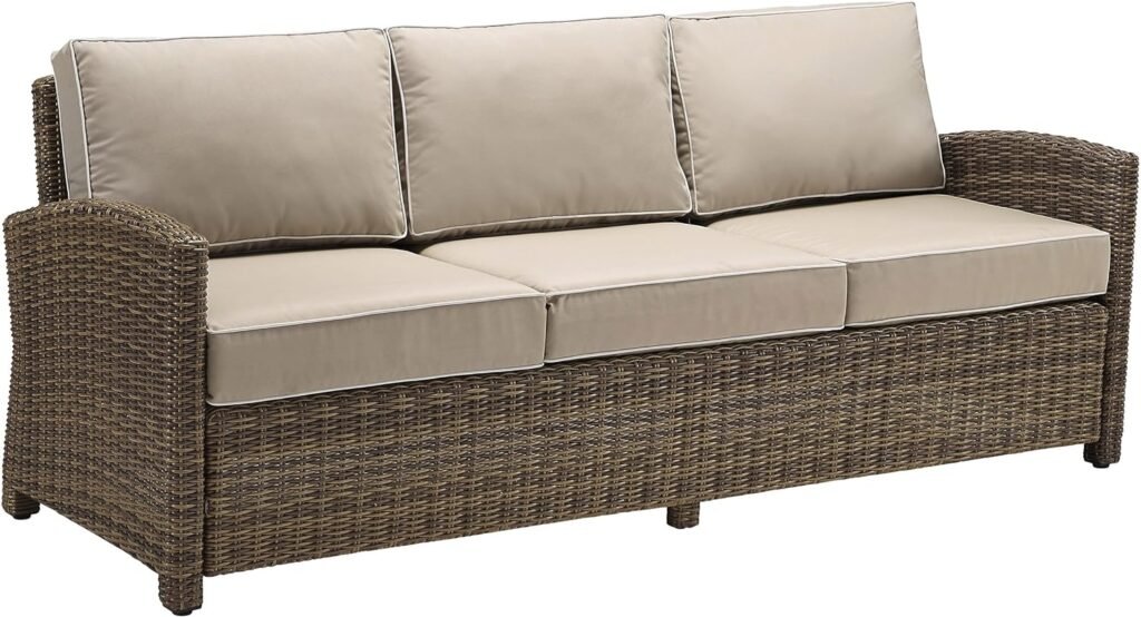 Crosley Furniture Bradenton Outdoor Wicker Patio Sofa with Cushions - Sand