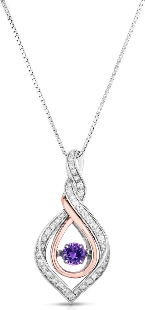 Femme Luxe 0.33 cttw Diamonds And 0.25 ct. Natural Amethyst Infinity Pendant Necklace for Women | 14k Rose Gold And 925 Sterling Silver | Hypoallergenic, Gift Ready Packaging