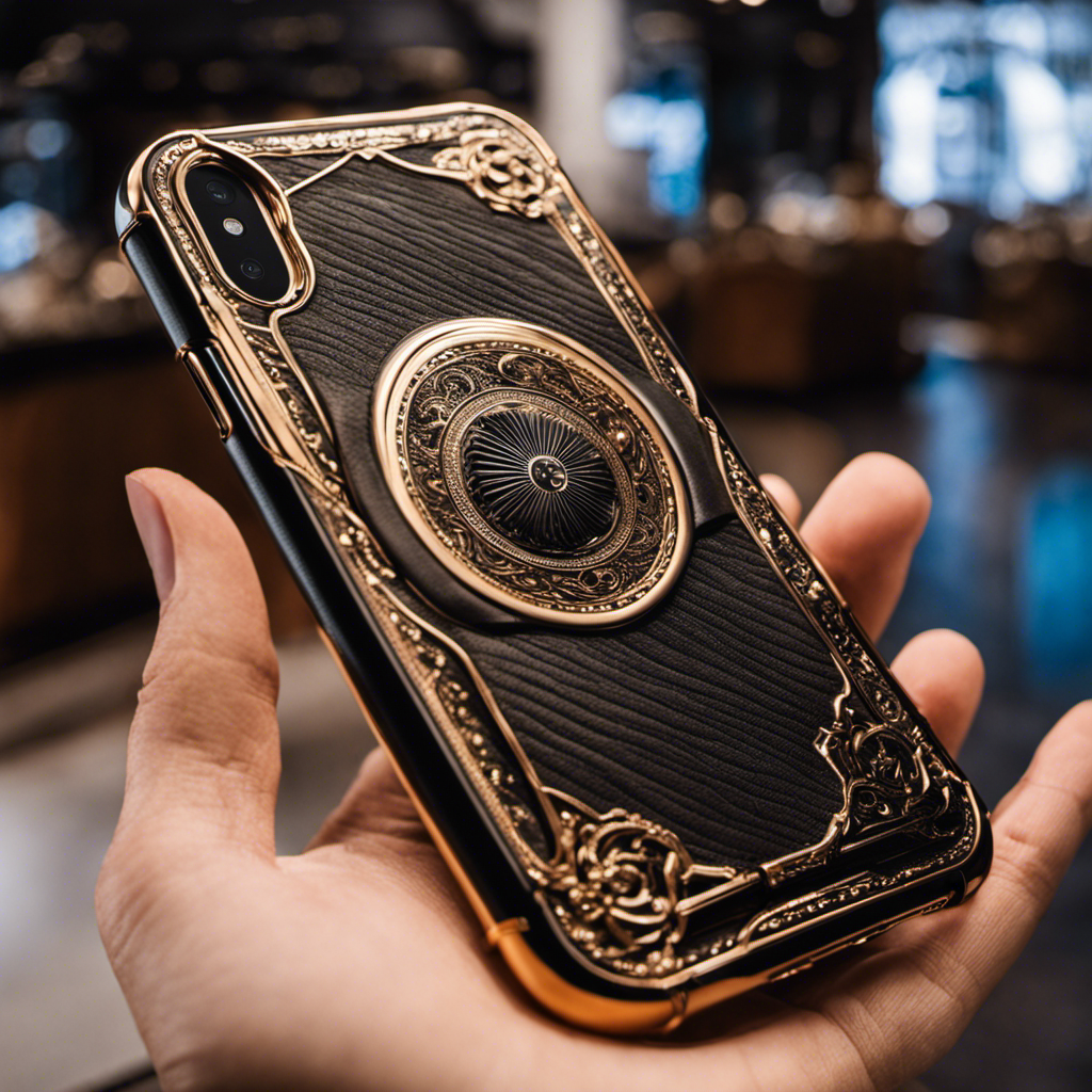 An image showcasing a luxurious iPhone case, crafted with the finest premium materials
