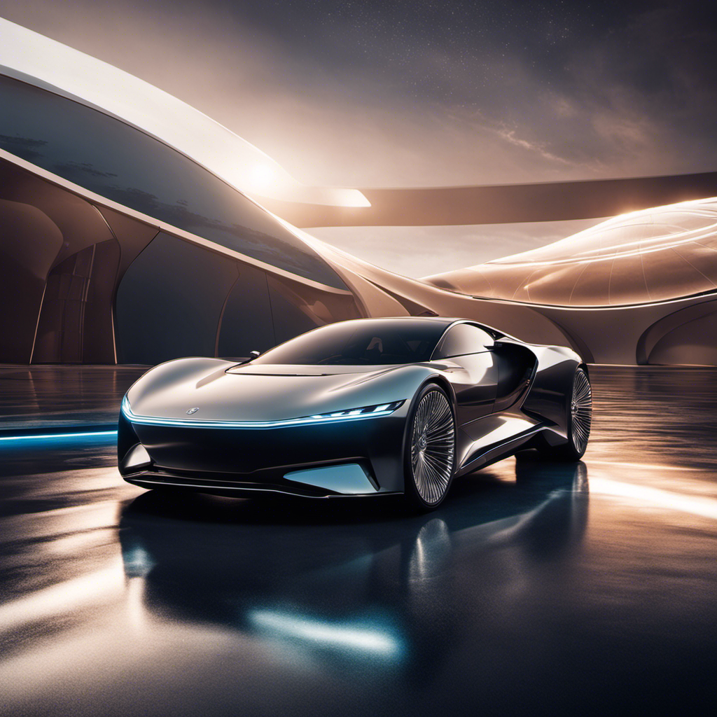 An image showcasing a sleek, futuristic luxury motor car adorned with advanced LED headlights, state-of-the-art touchscreens, and autonomous driving capabilities, highlighting the cutting-edge technology and innovation in the industry