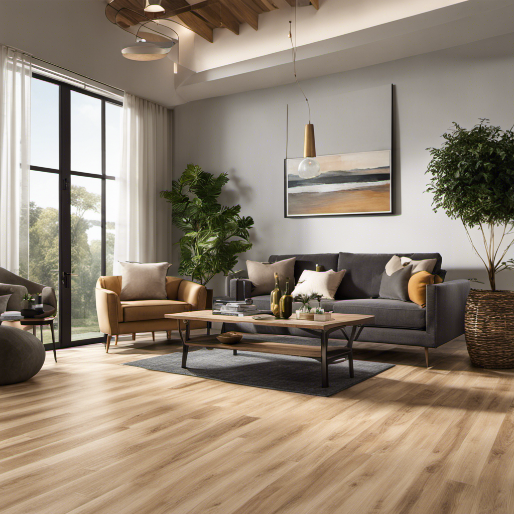 An image depicting a spacious living room adorned with high-quality luxury vinyl plank flooring