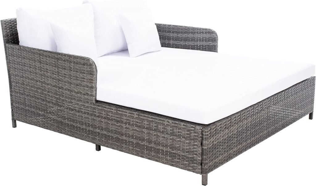 Safavieh PAT7500A Outdoor Collection Cadeo Black and White Cushion Daybed