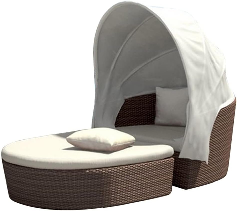 WYKDD Outdoor Rattan Garden Patio Balcony Sun Lounger Leisure Lazy Rattan Chair Sofa Bed