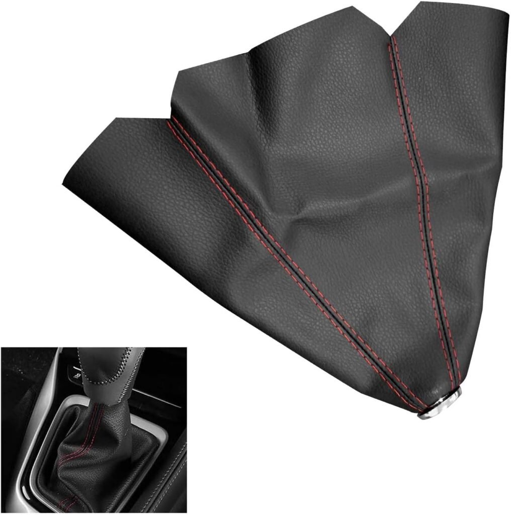 Ziciner Car Shift Knob Shifter Boot Dust Cover, Auto Shifter Boot Retainer Stick Shift Sleeve Gear Gaiter Cover, Universal Vehicle Gear Shift Cover for Most Manual/Automatic Cars (BlackRed)