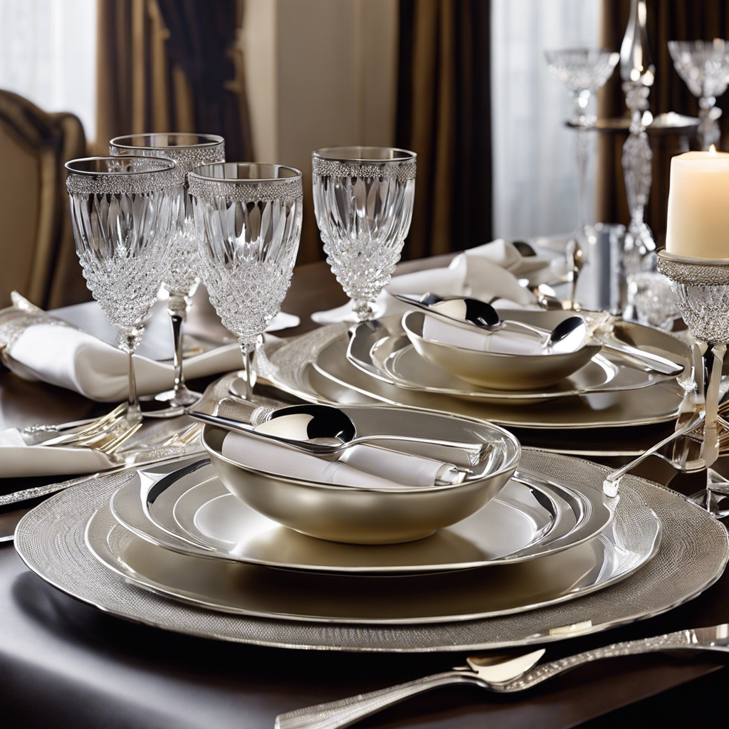 An image showcasing a beautifully set table in an opulent dining room