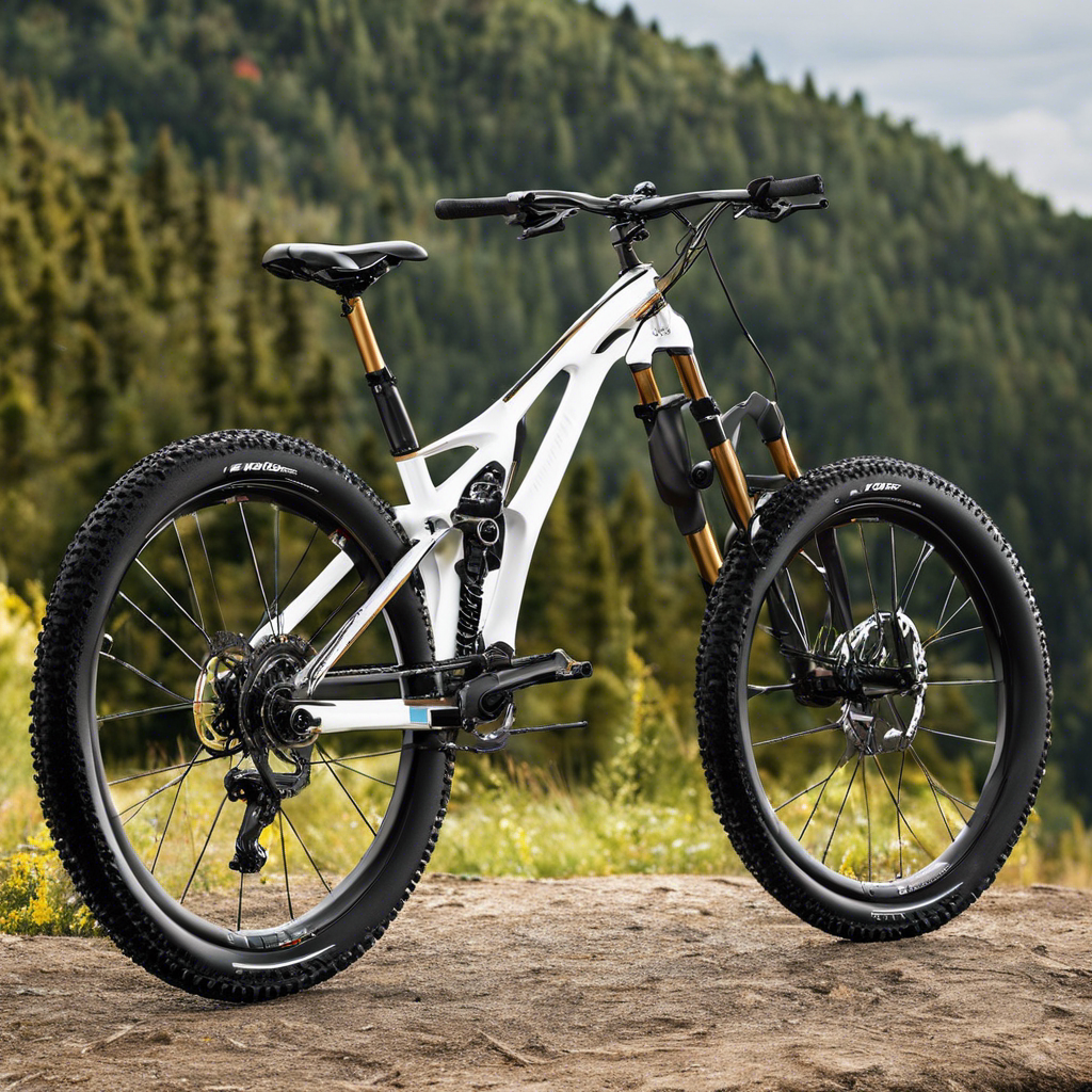 An image showcasing a high-end bicycle's suspension system, capturing the seamless integration of a sophisticated air spring, adjustable damping, and a sturdy linkage mechanism, all working harmoniously to provide riders with an unrivaled smoothness on any terrain