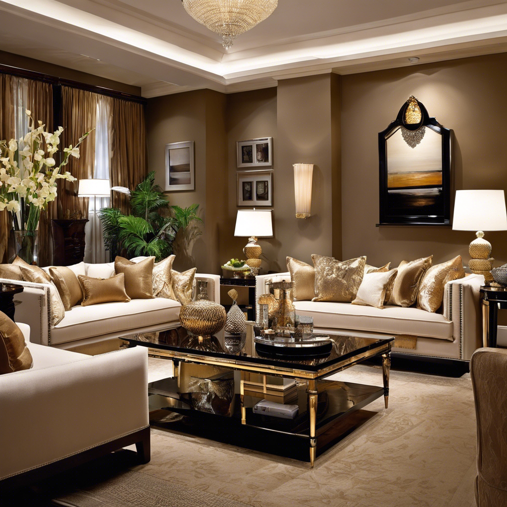 An image showcasing a beautifully arranged living room with plush, yet affordable, furniture and tastefully chosen decor items