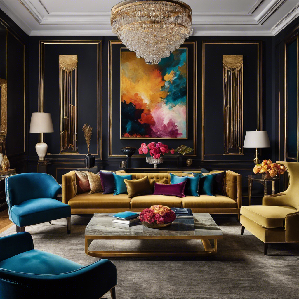 An image showcasing a beautifully designed living room with a stunning color palette