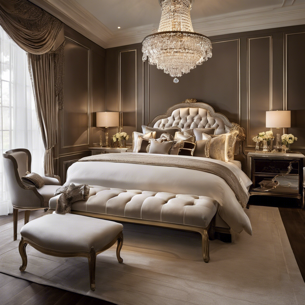 An image capturing the essence of opulence in a bedroom, focusing on lavish accessories and accents