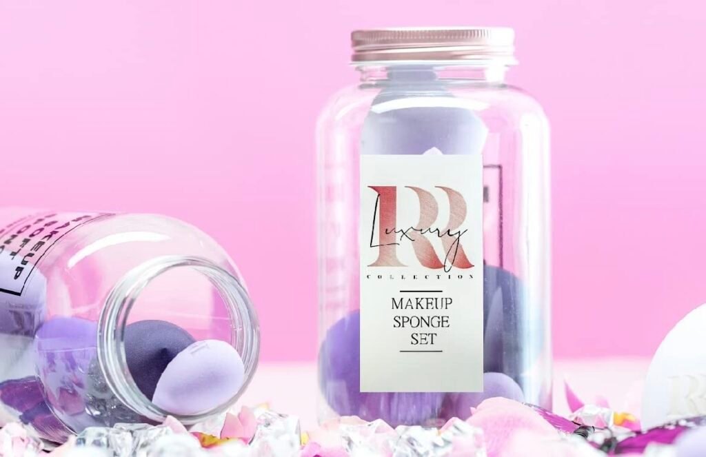 RR Luxury Cosmetics 7PCS Makeup Blender Sponge Set + Soft Beauty Sponge Blending Blender for Foundation, Cream, Powder + Liquid (Purple)