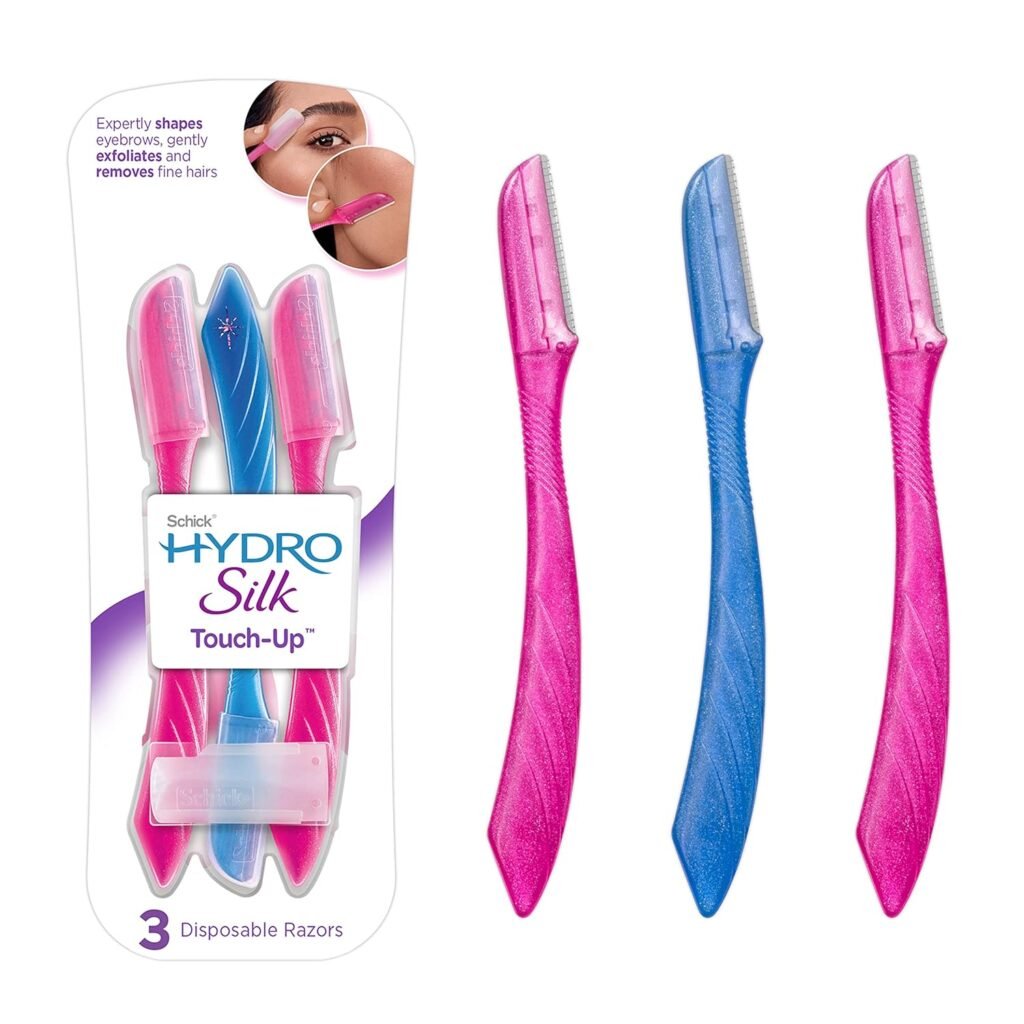 Schick Hydro Silk Touch-Up Exfoliating Dermaplaning Tool, Face  Eyebrow Razor with Precision Cover- 3 Count | Dermaplaning Razor For Women