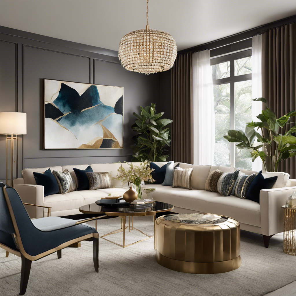 An image of a beautifully adorned living room, featuring a contemporary theme